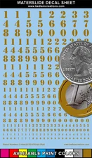 Waterslide Decals Stencil Gold Numbers 2"x3" Decal Sheet +9 Other Colors