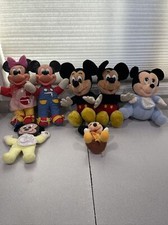 Vintage Mickey Mouse Minnie Plush Dolls Walt Disney Lot Of 7 Needs Cleaned