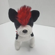My Life As  Bulldog Black and White with Red Mohawk Plush