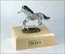 Horse Dapple Gray Figurine Funeral Cremation Urn Avail. 3 Diff. Colors  4 Sizes
