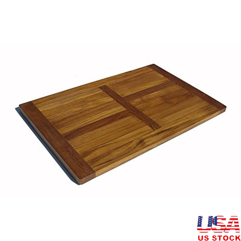 Eco-Friendly Solid Teak Wood Shower Mat with Non-Slip Rubber Feet for Indoor and Outdoor Use