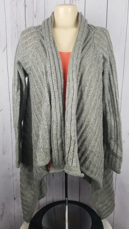 Cárdigan Suéter Ya Los Angeles Para Mujer Talla L NUEVO Dobladillo Tejido Frente Abierto Gris Trozo Foto 2 de 4