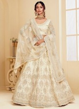 Indian wedding outfit - Off White Net Umbrella Lehenga Party Wear