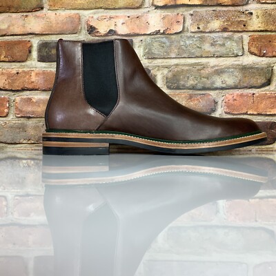 J CREW Oar Stripe Italian LEATHER CHELSEA BOOTS 9.5 M Chocolate