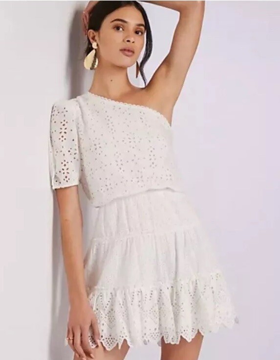 one shoulder eyelet dress J Crew $158 Size 12 Black One shoulder Eyelet Dress