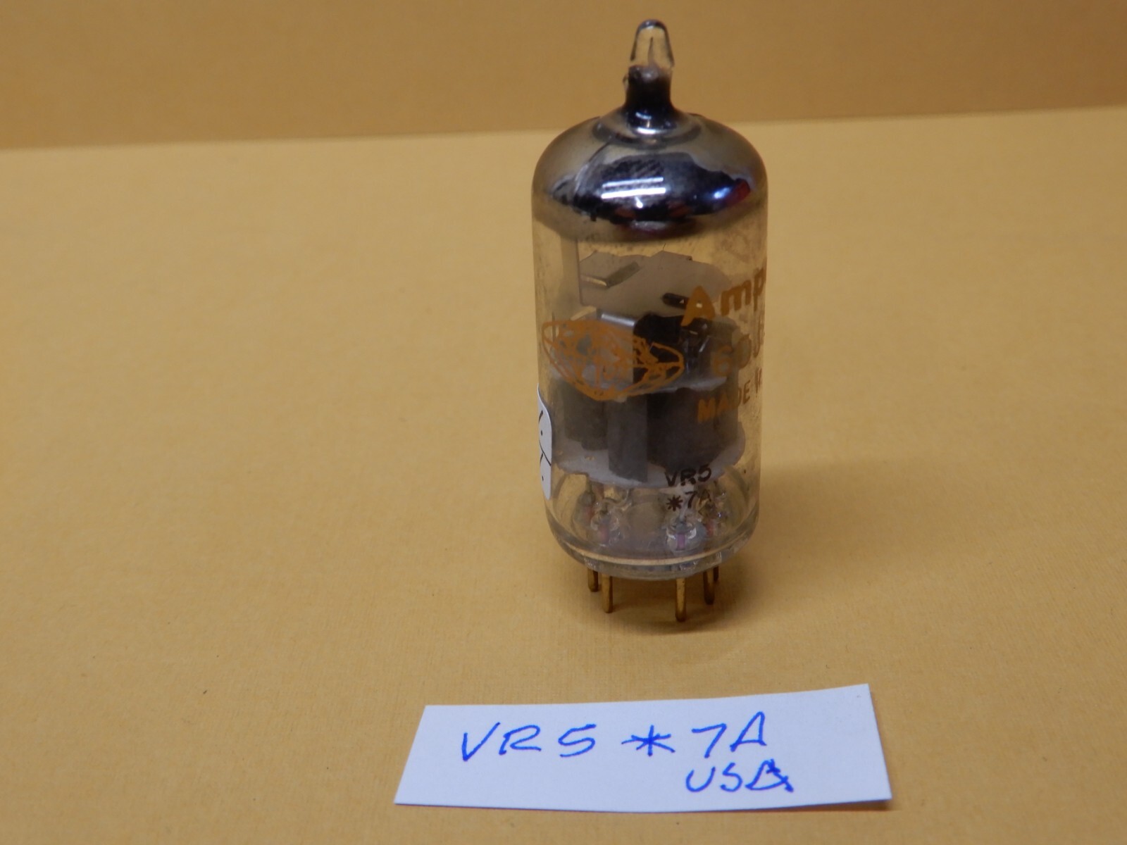 Amperex 7308 ECC188 Gold Pin Vacuum Tube Labeled 6DJ8 Amplitrex Tested