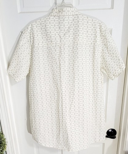 Dravus camicia uomo bianca con bottoni manica corta colletto geometrico taglia XL - Foto 4 di 11