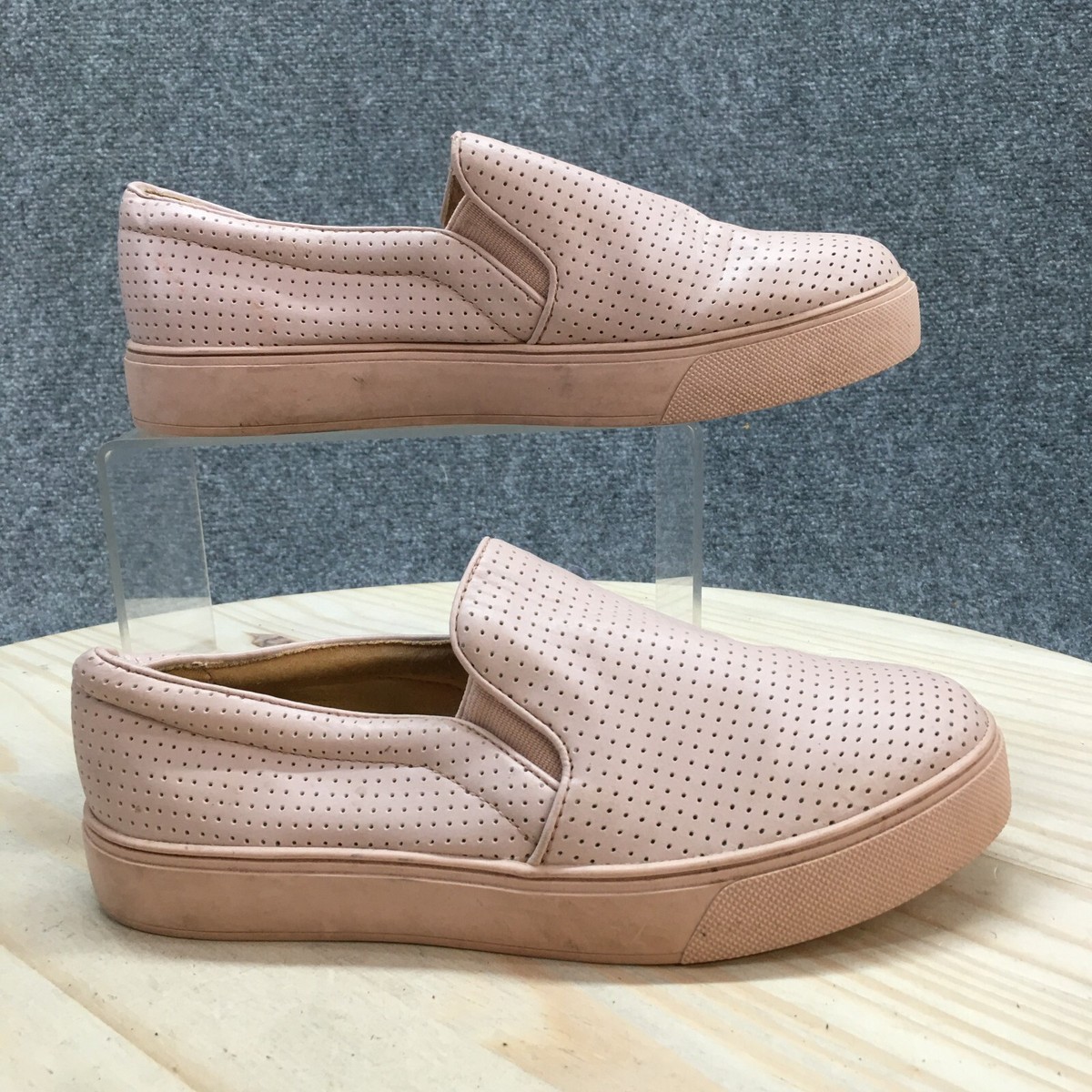 Aldo Shoes Womens Perforated Slip On Flats Loafer Pink Leather Casual  Comfort