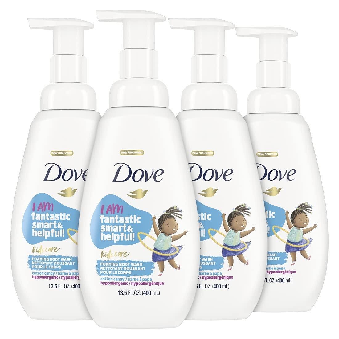 Dove Foaming Body Wash 4 Count For Kids Cotton Candy Hypoallergenic Skin Care