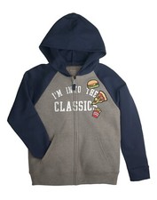 Hanes Boys FreshIQ Graphic Full Zip Hoodie, Into The Classics/Oxford Grey,S 4-6