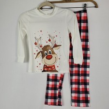 Reindeer Christmas Children's Pajamas Sleepwear Set New Size 6T Rudolph Plaid