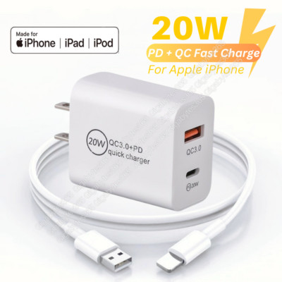 USB C Fast Wall Charger Block PD 20W Power Adapter For iPhone 14/13/12/11/8/iPad