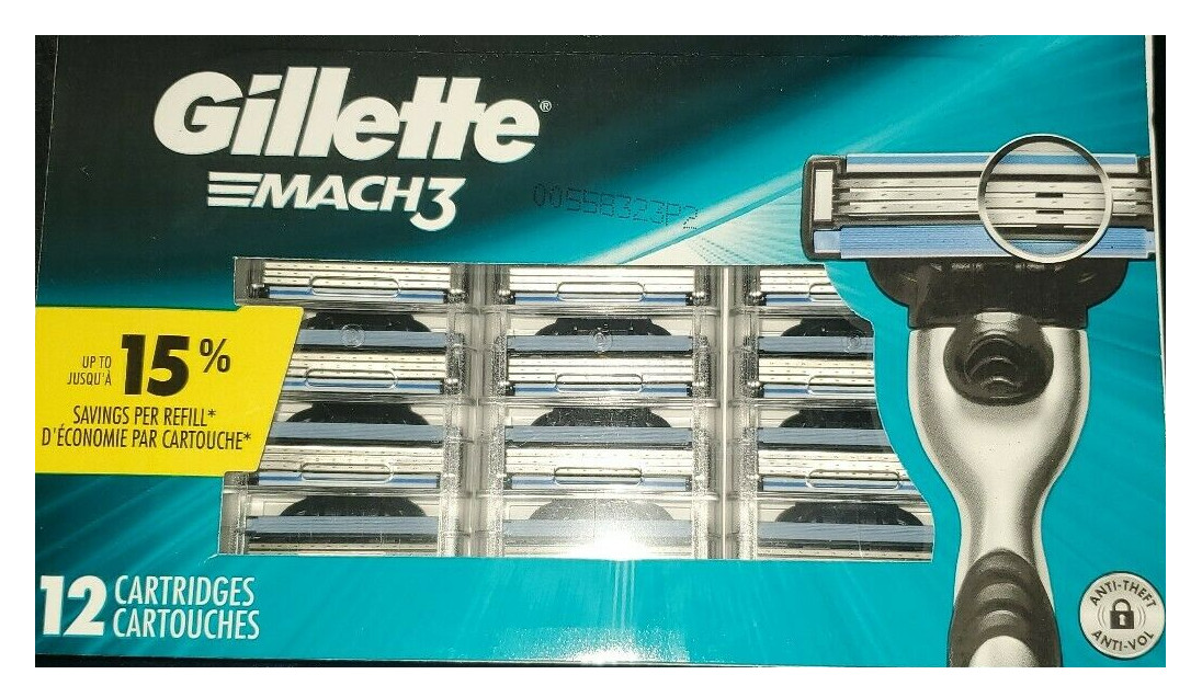 Mens Gillette MACH3 Refills Razor Blades - 12 Cartridges BLISTER