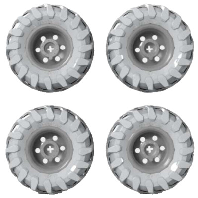 4 Lego TRACTOR Tires + Wheels  (technic,tire,thread,car,truck,crawler,mud,4x4)