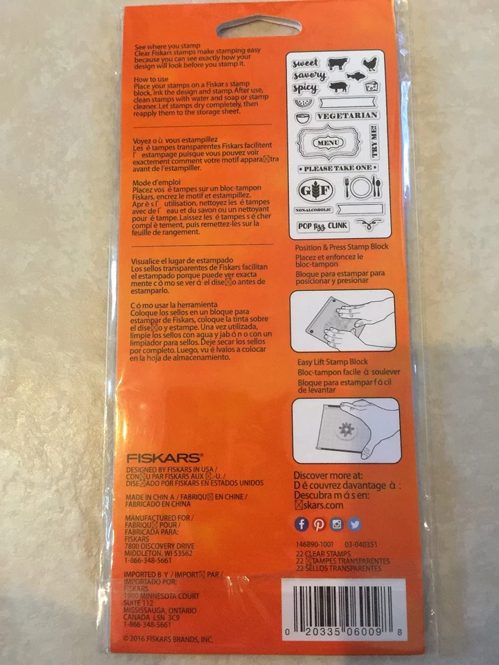 Juego de estampillas acrílicas transparentes de Fiskars Stamps Hostess with the Mostest 146890-1001 Foto 2 de 2