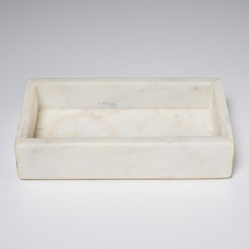 Waterworks White Marble Rectangular Bathroom Vanity Tray Polished Stone Classic