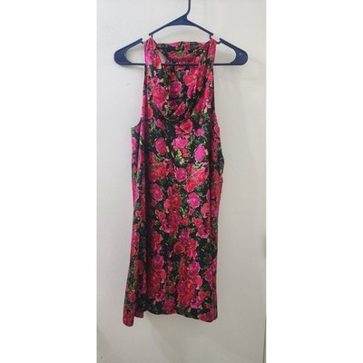 Velvet by Graham & Spencer Pink Floral Silk Cowl Neck Racerback Top Small USA