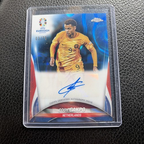 CODY GAKPO #/75 ** AUTO BLUE ** 2024 TOPPS Chrome UEFA EURO ** NETHERLANDS 🔥🔥
