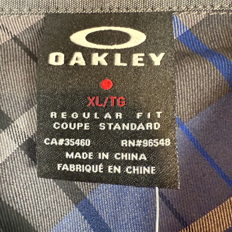 全新 Oakley Vault 独家男式 XL 蓝色格子短袖纽扣衬衫上衣 — 第 4/4 张图片