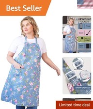 Cotton Linen Baking Plus Size Aprons for Women with Pockets Kitchen Cooking
