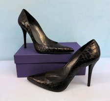 Stuart Weitzman Naughty Ebony Glossy Croco Po...