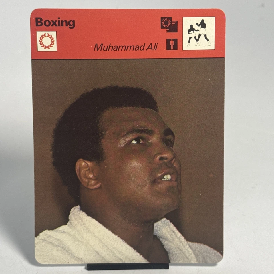 1977 FOTO DE CARTÃO DE BOXE SPORTSCASTER MUHAMMAD ALI O MAIOR RARO HTF ITÁLIA - Imagem 2 de 4