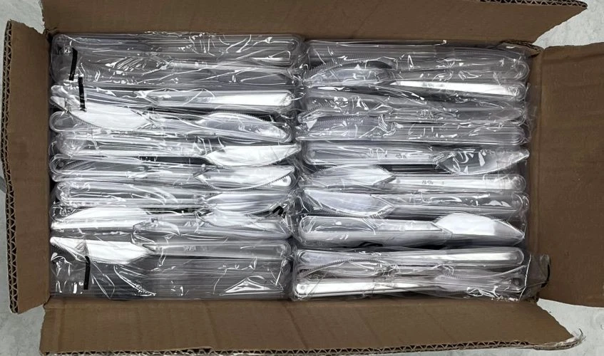 Mehrwegmesser transparent, Kunststoff, lebensmittelecht Plastikmesser Art 1540_T - Bild 2 von 3