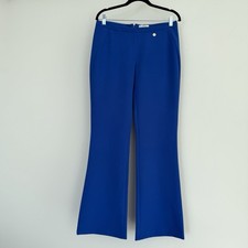 VERSACE Collection Flared Pants Women Medium Cobalt Blue Medusa Tailored Trouser