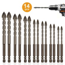 14/28pcs Carbide Drill Bit Set Four-Blade for Tile Ceramic Glass Marble Concrete