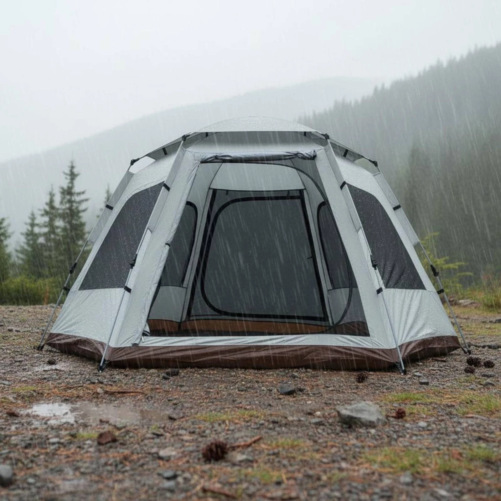 Hexagon Camping Tent Ventilation Outdoor Gear Protection for Wilderness