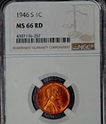 1946-S Lincoln Cent, NGC MS66 Red, Pretty deep red toning