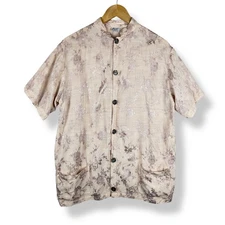 CP Shades Top Womens Size Medium Asian Inspired Mandarin Collar Jacquard Vintage