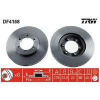 2X Bremsscheibe Vorne FüR Daewoo Korando KJ 99 Bis 26 TRW M104995 Teil