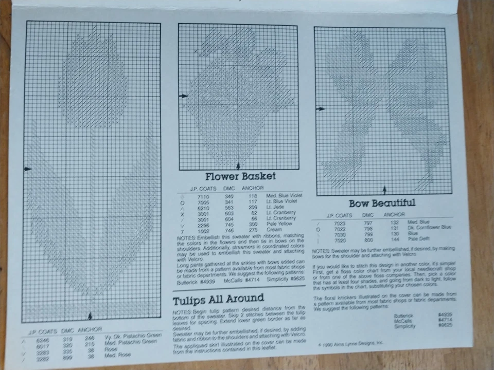 Vintage Alma Lynne Designs Springtime Bouquet Duplicate Stitch Patterns ALD-01 - Image 2 of 3