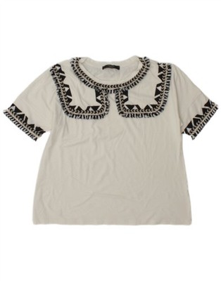 Max Mara Damen T-Shirt Oberteil UK 12 Medium Weiß O208