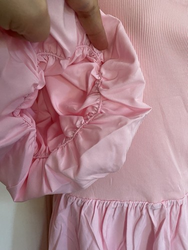 NEW Pink Puff Sleeve Short Pullover Summer Flare Dress Size Medium - Picture 4 of 6