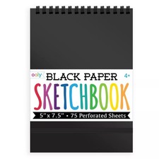 OOLY DIY Cover Small Sketchbook, 5 x 7.5 75 Count Pack of 1 , Black Paper