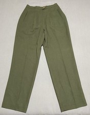 VTG Kasper  Company ASL Pants Women 8 Petite Green Wool High Waisted Pleated