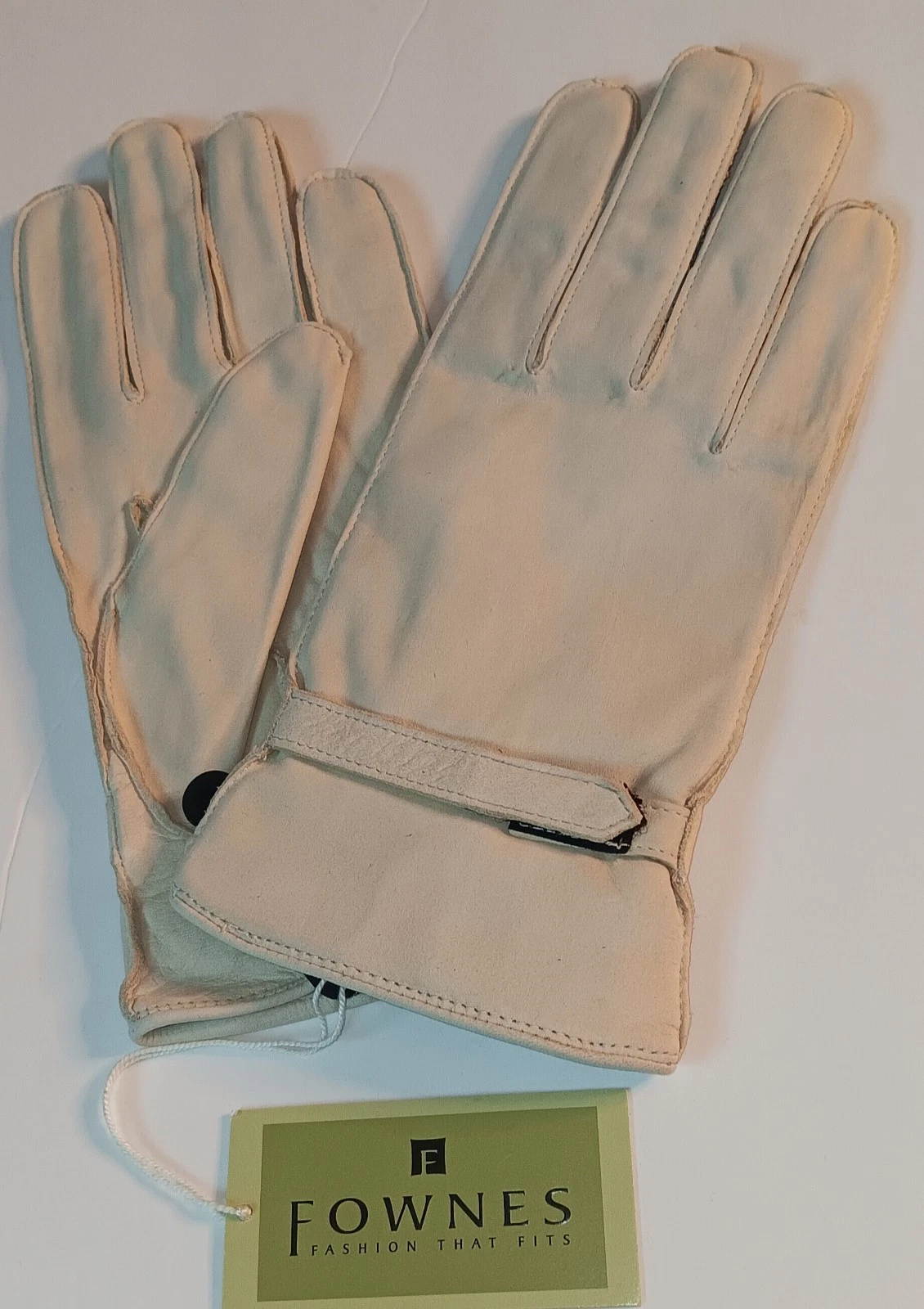Ladies Fleece Lined Suede Leather Gloves, Ivory, Large, New.