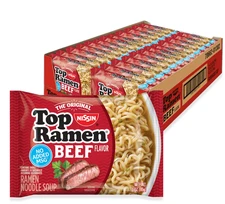 	Nissin Top Ramen Noodle Soup Beef 3 Ounce Pack of 24	