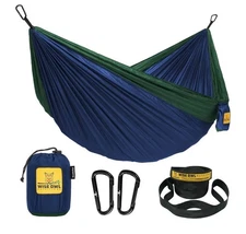 Wise Owl Outfitters Camping Portable Hammock w Tree Straps Double Owl Navy Green
