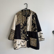 Ali Miles Patchwork Knit Jacket Womens XL Art To Wear Lagenlook Mixed Media