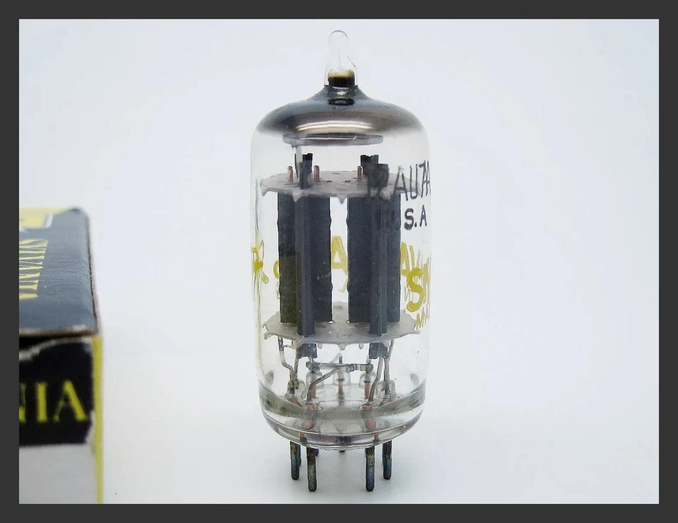 NOS Sylvania 12AU7A ECC82 Test Vgood Black Long Plates Triode Vacuum Tube - Image 3 of 4