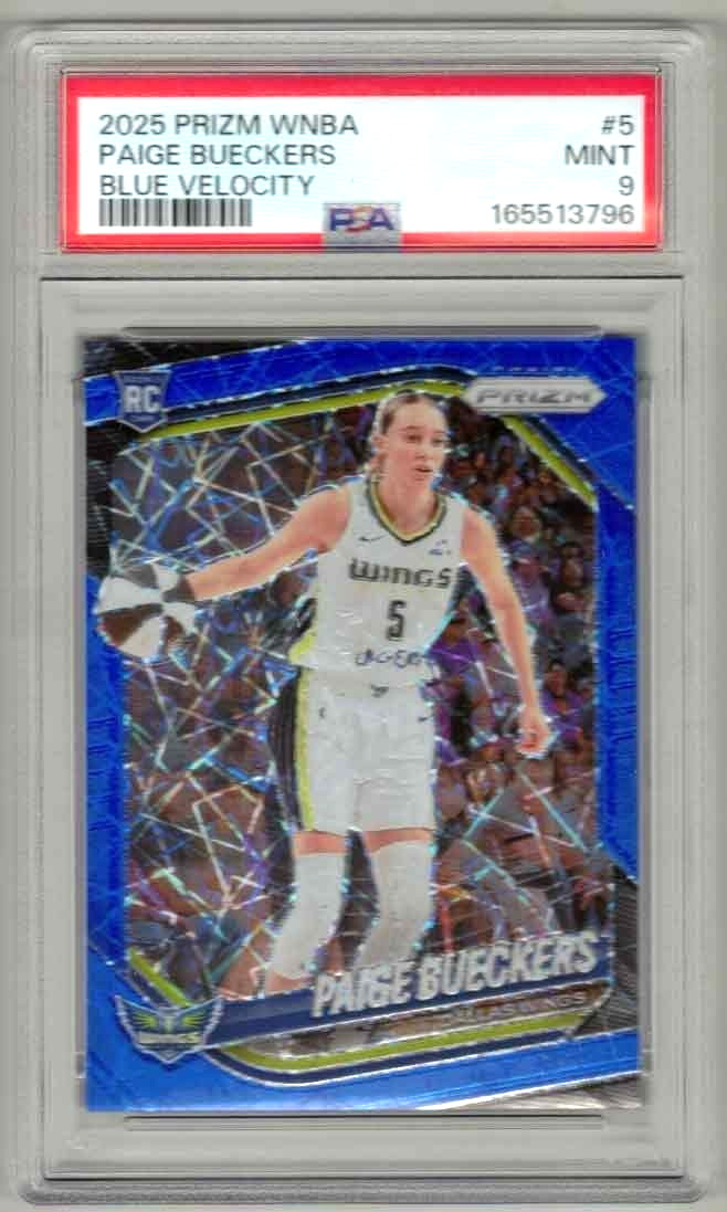 PAIGE BUECKERS 2025 Panini Prizm WNBA #5 BLUE VELOCITY PRIZM PSA 9 Rookie RC! view 1