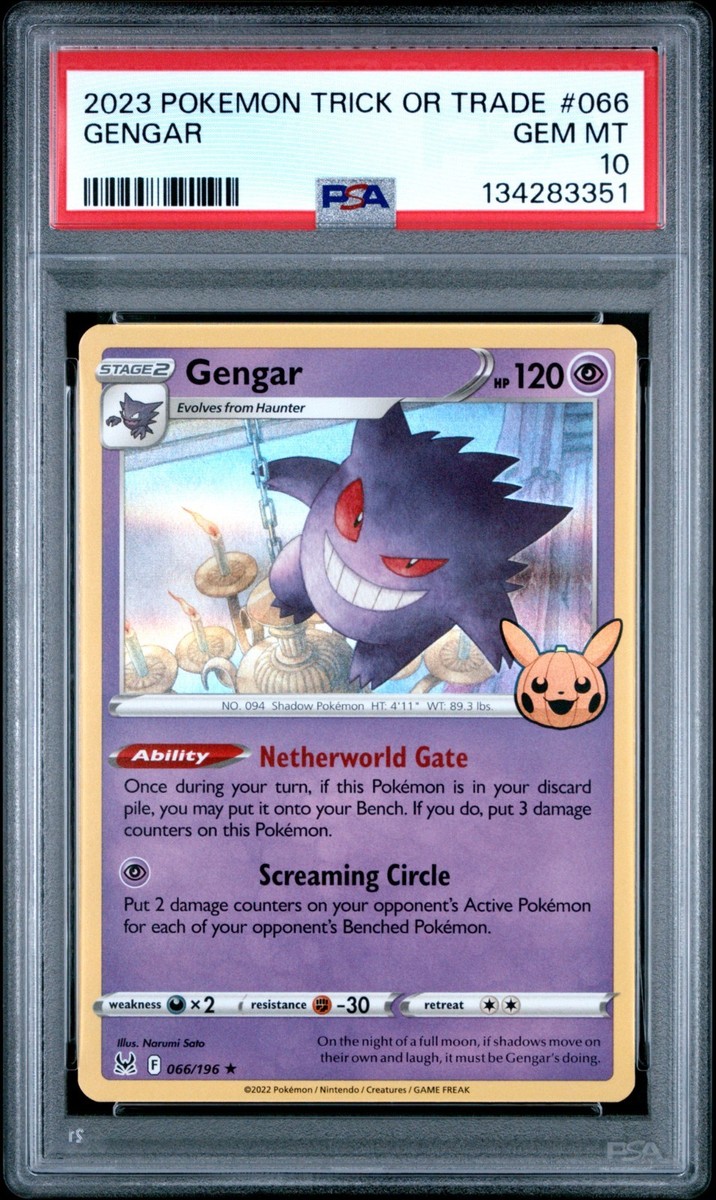 2023 POKEMON TRICK OR TRADE #066 GENGAR HOLO HALLOWEEN GEM MT PSA