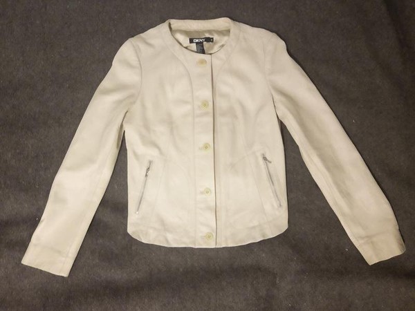 Women DKNY Jacket Beige Leather 36 / S / 44