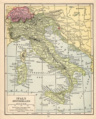 1920 Antique Map of Italy Vintage Italy Atlas Map Gallery Wall Decor  smap 3139