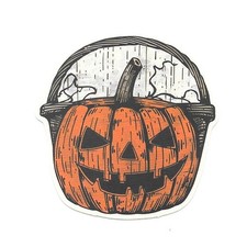 Halloween Pumpkin Sticker Jack O Lantern Basket Vinyl Decal Autumn Spooky Art