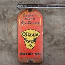 Vintage Oilzum Motor Race Old Us Gasoline Oil Gas Pump Enamel Porcelain Sign