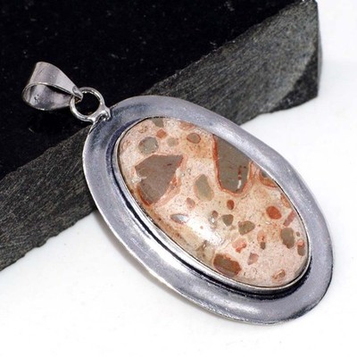 Asteroid Jasper 925 Silver Plated Gemstone Pendant 2.2'' Aesthetic Jewellery JW